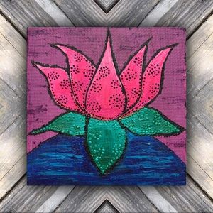 ❗️HP❗️Pink Lotus Canvas Painting